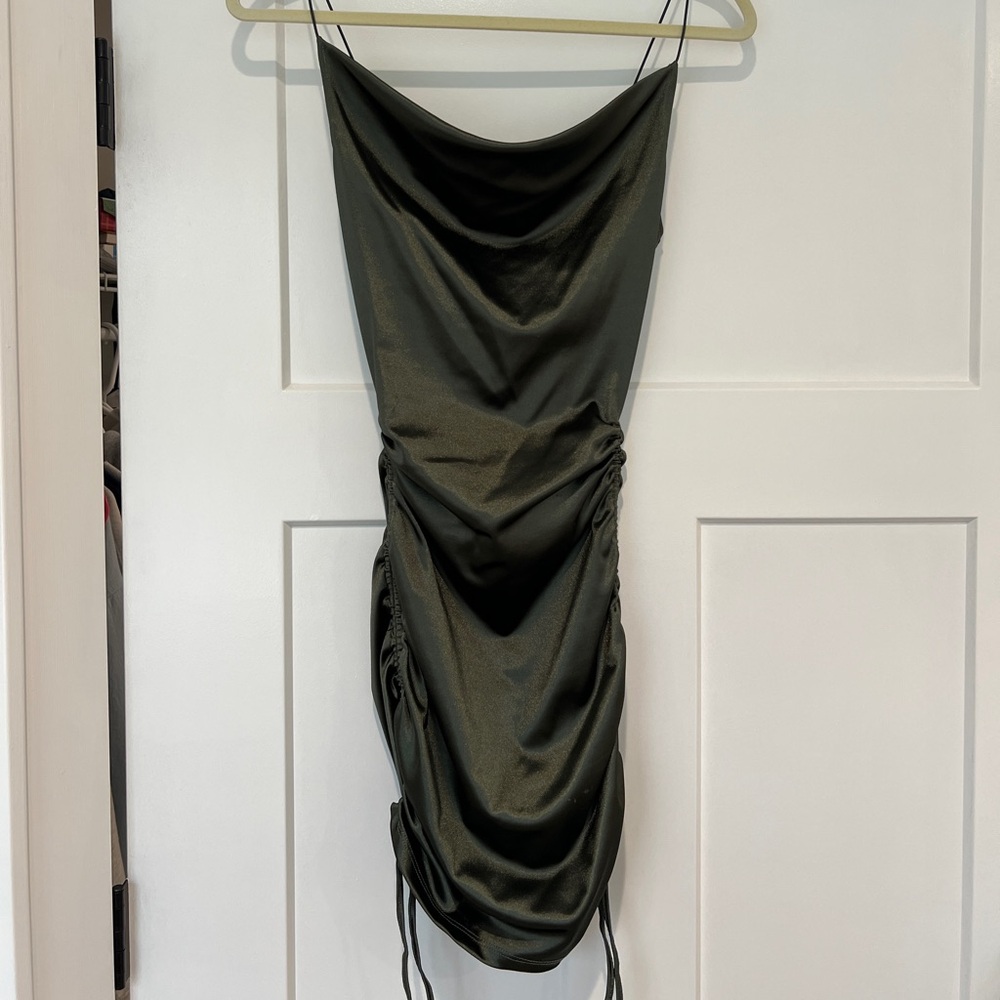H&M Green Satin Cinch Dress